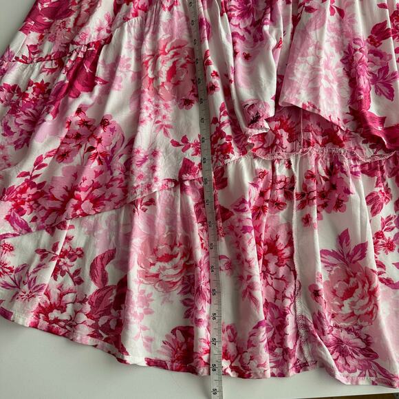Abel the Label Pink Floral High Low Ruffle Hem Flutter Sleeve‎ Maxi Dress M - Picture 8 of 9